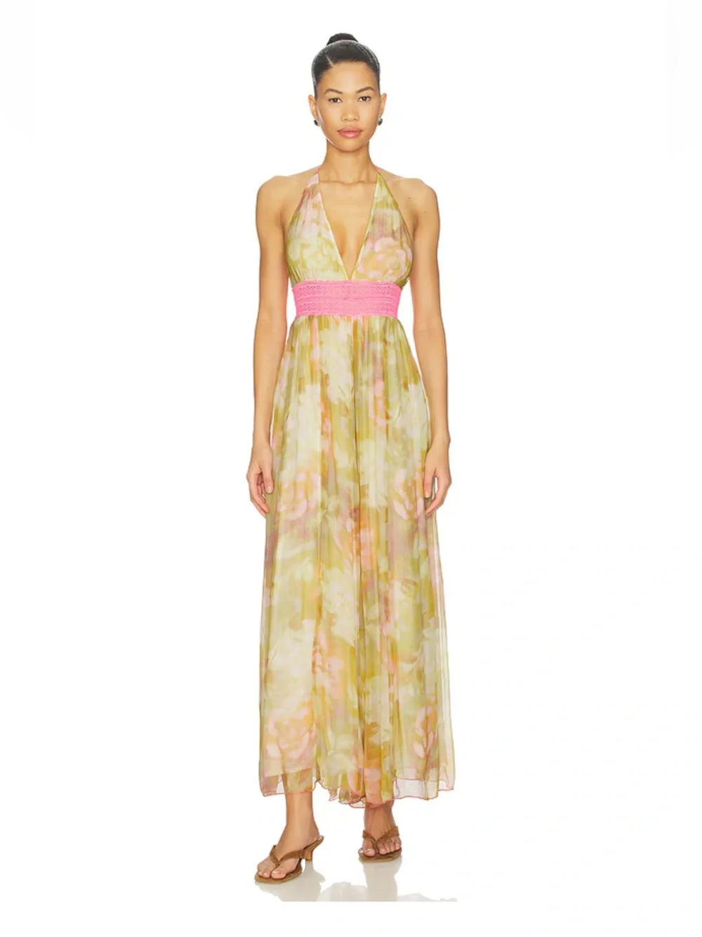 Free People Ultraviolet Haze Jumpsuit Blush Meadow Floral Halter Wide Leg NWT S